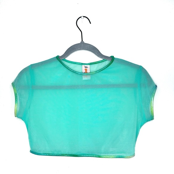 J Valentine Mesh Holographic Trim Crop Top - Picture 4 of 11